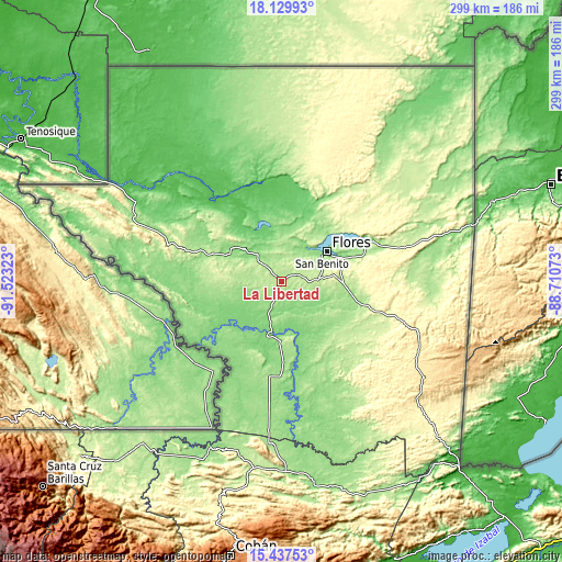 Topographic map of La Libertad