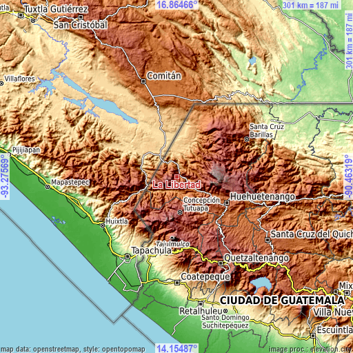 Topographic map of La Libertad