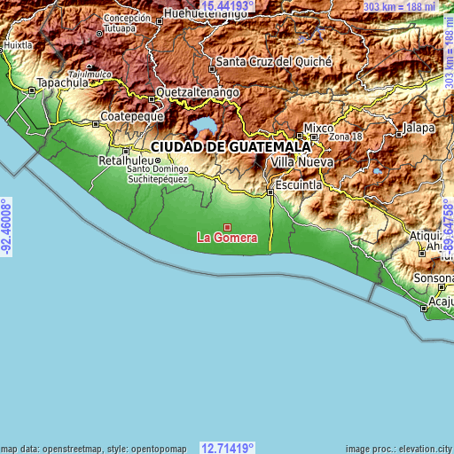 Topographic map of La Gomera