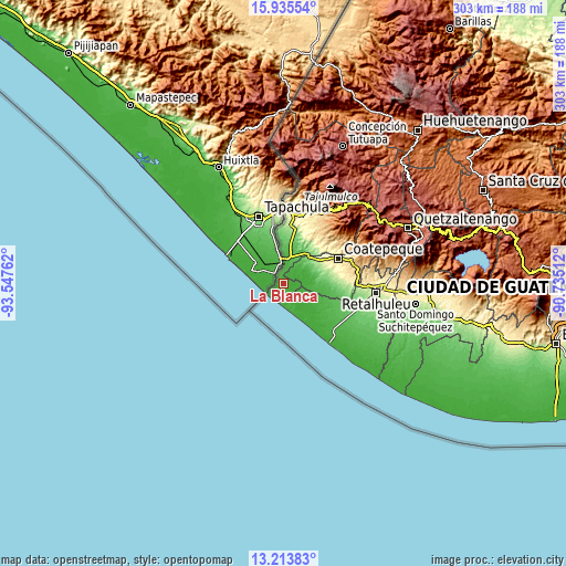 Topographic map of La Blanca