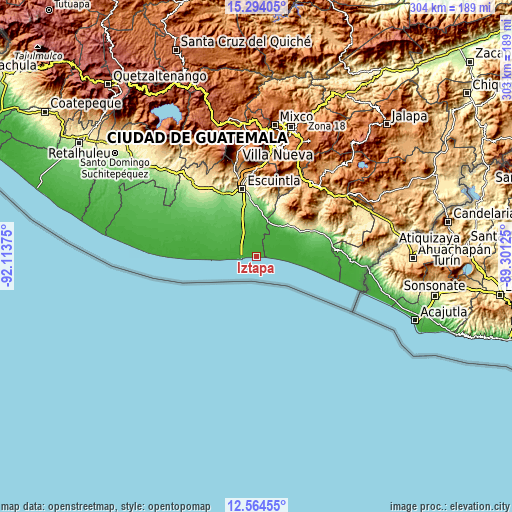 Topographic map of Iztapa