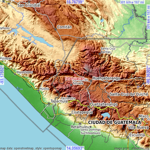 Topographic map of Ixtahuacán