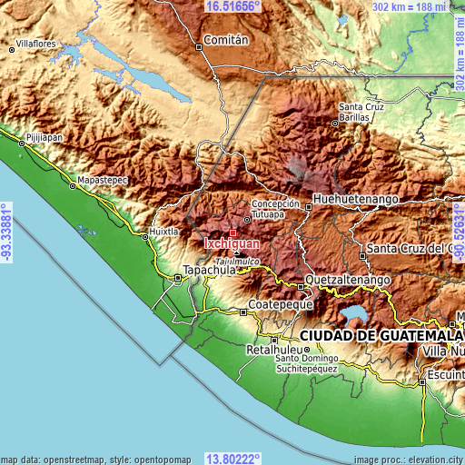 Topographic map of Ixchiguán