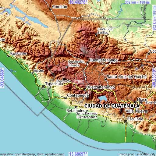 Topographic map of Huitán