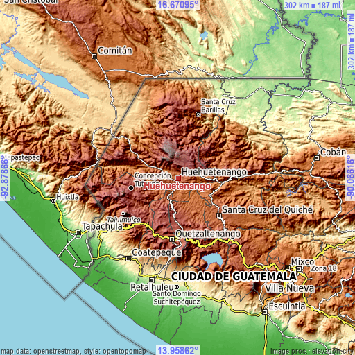 Topographic map of Huehuetenango