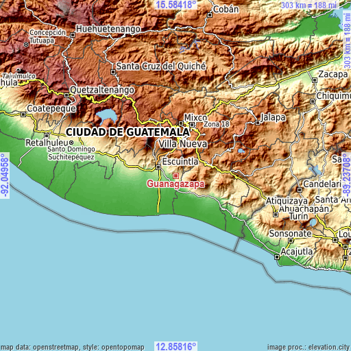 Topographic map of Guanagazapa