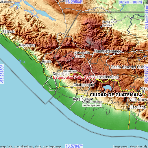 Topographic map of Esquipulas Palo Gordo