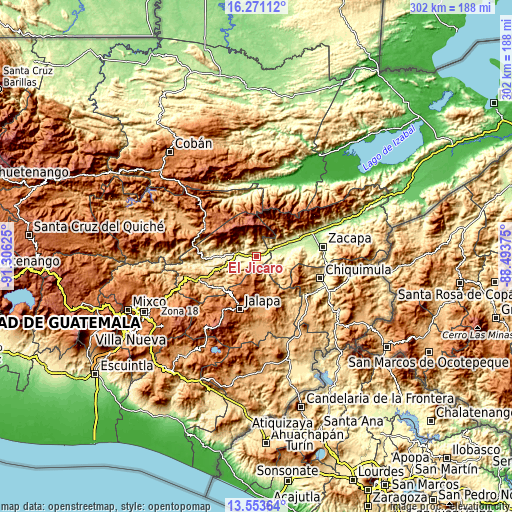 Topographic map of El Jícaro