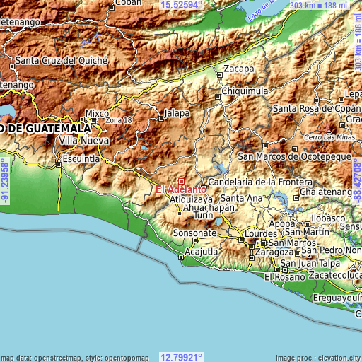 Topographic map of El Adelanto