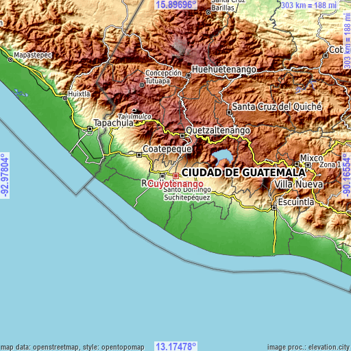 Topographic map of Cuyotenango