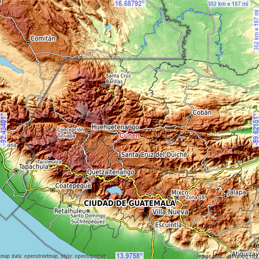 Topographic map of Cunén