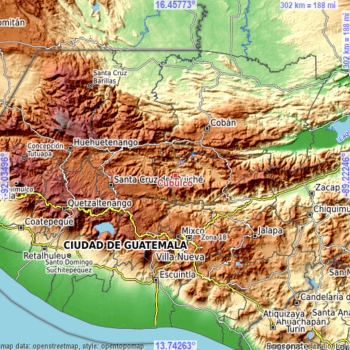 Topographic map of Cubulco