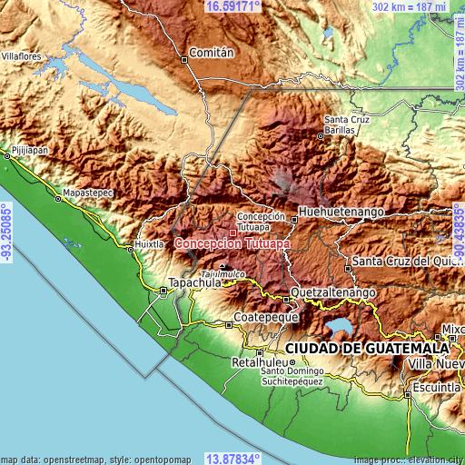 Topographic map of Concepción Tutuapa