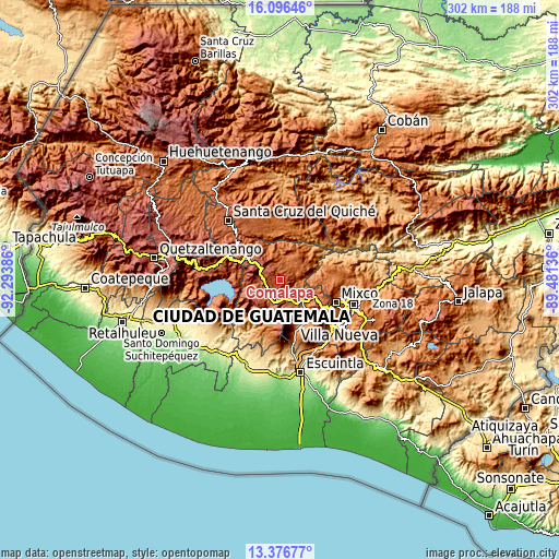 Topographic map of Comalapa