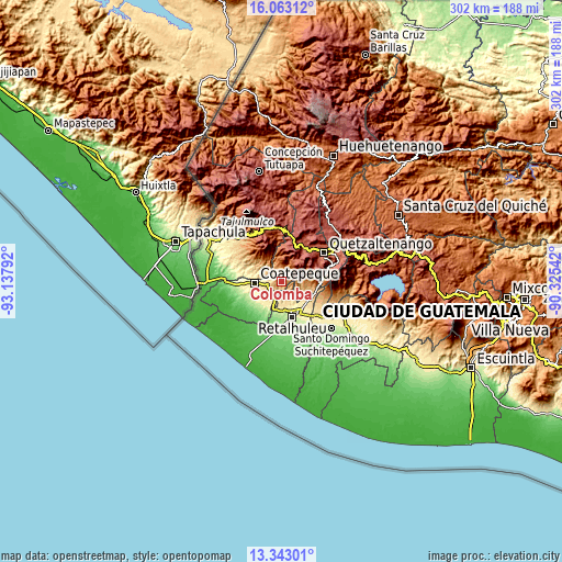 Topographic map of Colomba