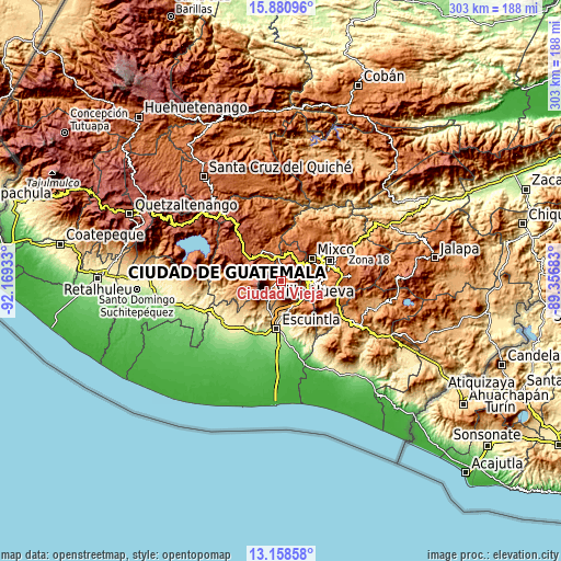 Topographic map of Ciudad Vieja