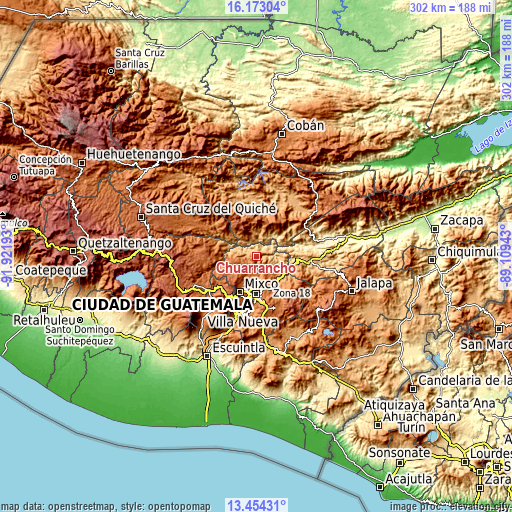 Topographic map of Chuarrancho