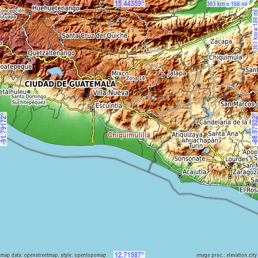 Topographic map of Chiquimulilla