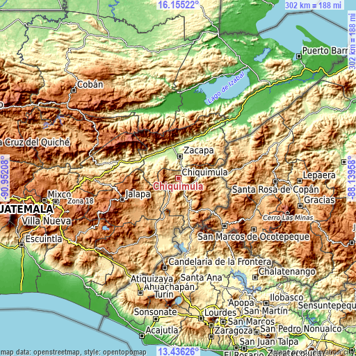 Topographic map of Chiquimula