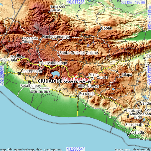 Topographic map of Chimaltenango