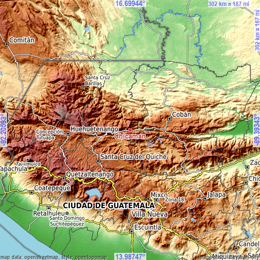 Topographic map of Chicamán