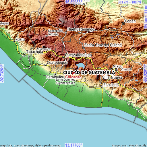 Topographic map of Chicacao