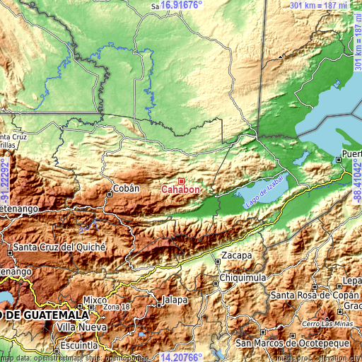 Topographic map of Cahabón