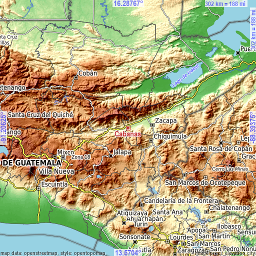 Topographic map of Cabañas