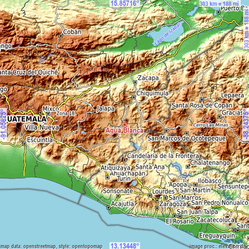 Topographic map of Agua Blanca