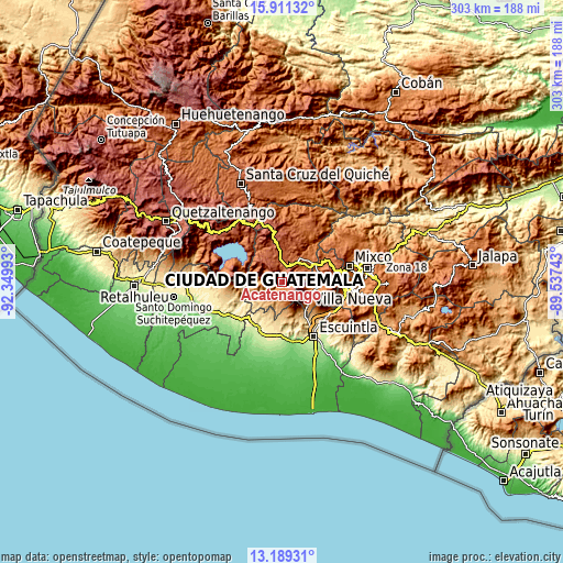 Topographic map of Acatenango
