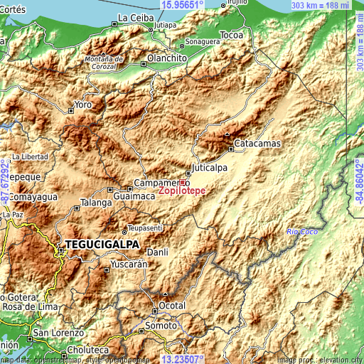 Topographic map of Zopilotepe