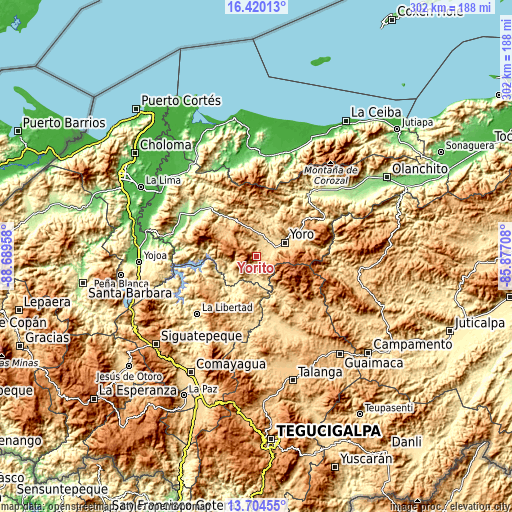 Topographic map of Yorito