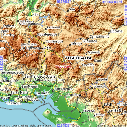 Topographic map of Yaguacire