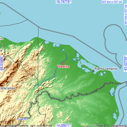 Topographic map of Wawina