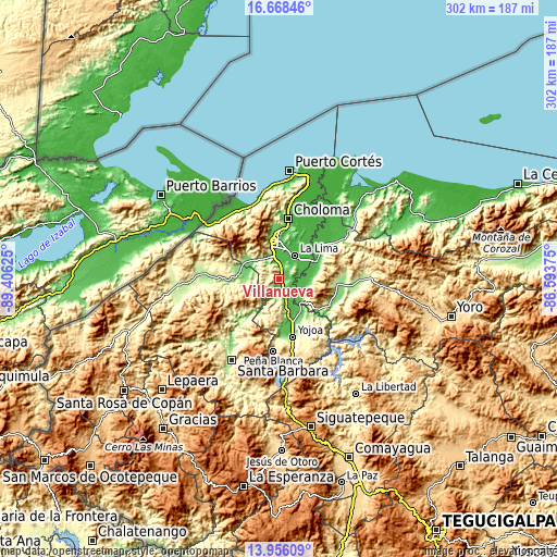 Topographic map of Villanueva