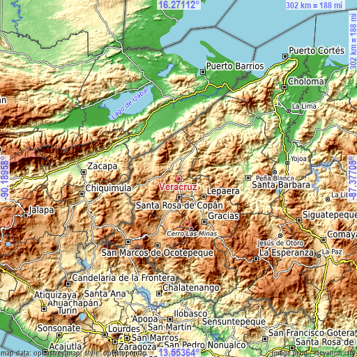 Topographic map of Veracruz