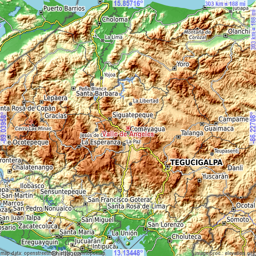 Topographic map of Valle de Ángeles