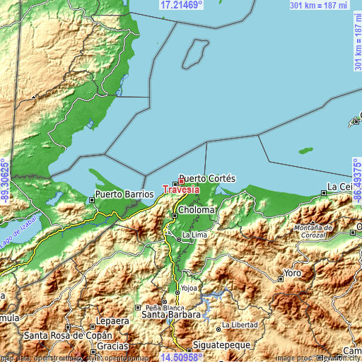 Topographic map of Travesía