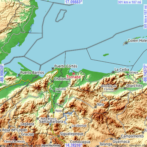 Topographic map of Tornabé