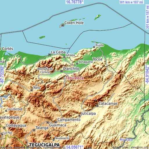 Topographic map of Tepusteca