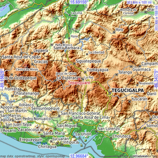 Topographic map of Tepanguare