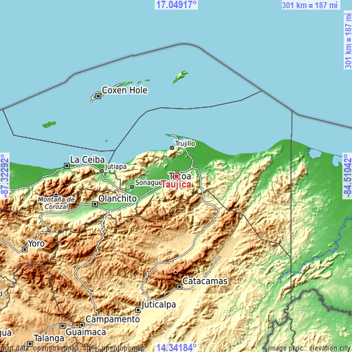 Topographic map of Taujica