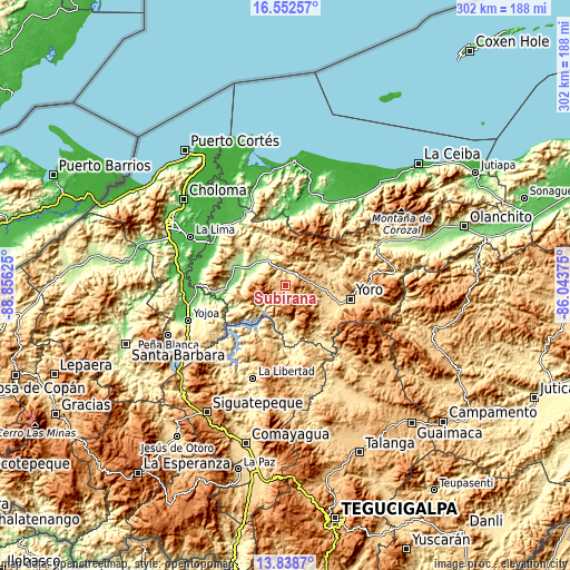 Topographic map of Subirana