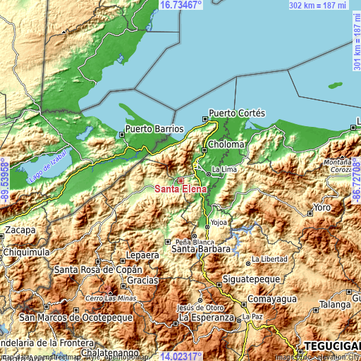 Topographic map of Santa Elena