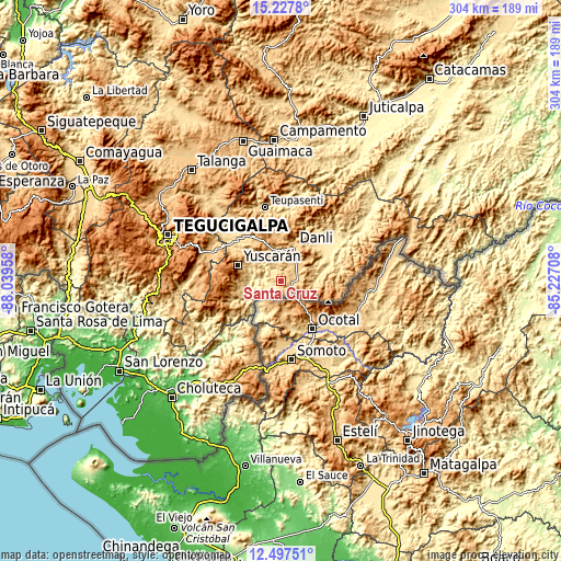 Topographic map of Santa Cruz