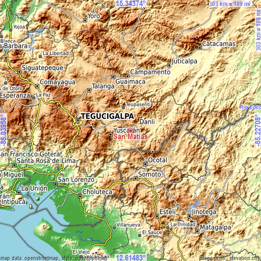 Topographic map of San Matías