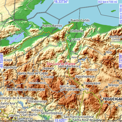 Topographic map of San Luis de Planes