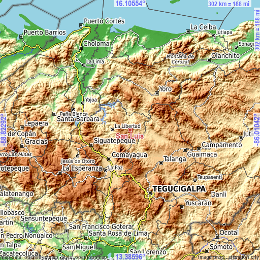 Topographic map of San Luis