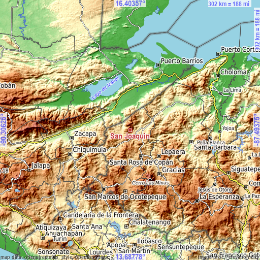 Topographic map of San Joaquín