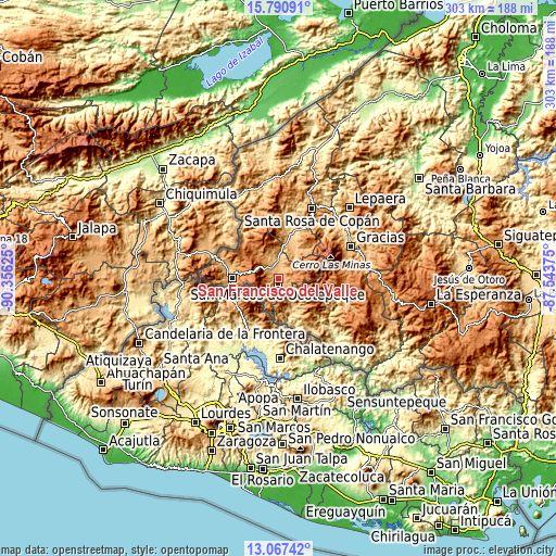 Topographic map of San Francisco del Valle